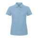 B&C klasszikus fazonú, rövid ujjú Női galléros póló, O07, Light Blue-S