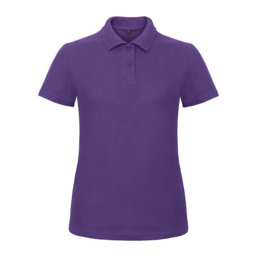 B&C klasszikus fazonú, rövid ujjú Női galléros póló, O07, Purple-XS
