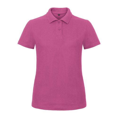 B&C klasszikus fazonú, rövid ujjú Női galléros póló, O07, Fuchsia-XS