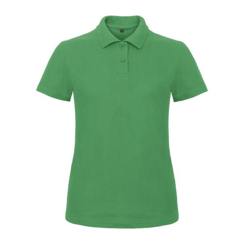 B&C klasszikus fazonú, rövid ujjú Női galléros póló, O07, Kelly Green-XS