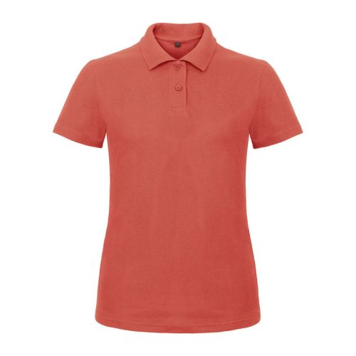 B&C klasszikus fazonú, rövid ujjú Női galléros póló, O07, Pixel Coral-XL