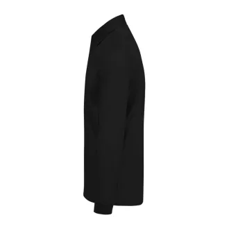   B&C hosszú ujjú előzsugorodott férfi galléros pamut póló O30, Black-M