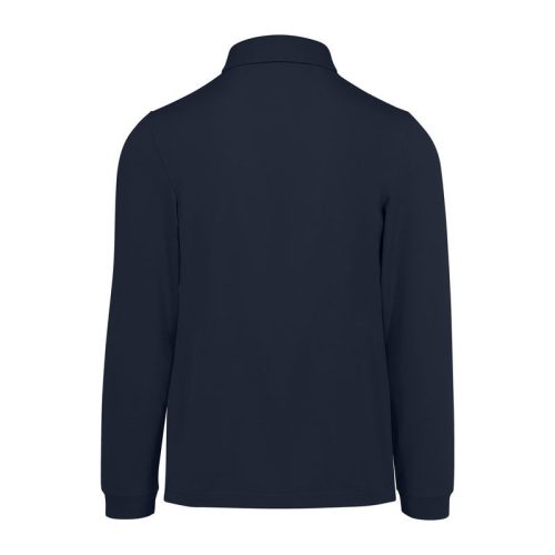 B&C hosszú ujjú előzsugorodott férfi galléros pamut póló O30, Navy-4XL