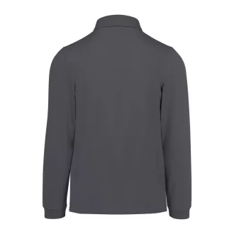   B&C hosszú ujjú előzsugorodott férfi galléros pamut póló O30, Dark Grey-M