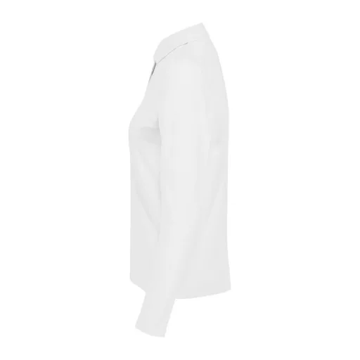 B&C hosszú ujjú előzsugorodott galléros Női pamut póló O31, White-2XL