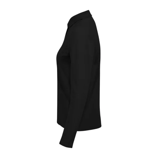 B&C hosszú ujjú előzsugorodott galléros Női pamut póló O31, Black-XL