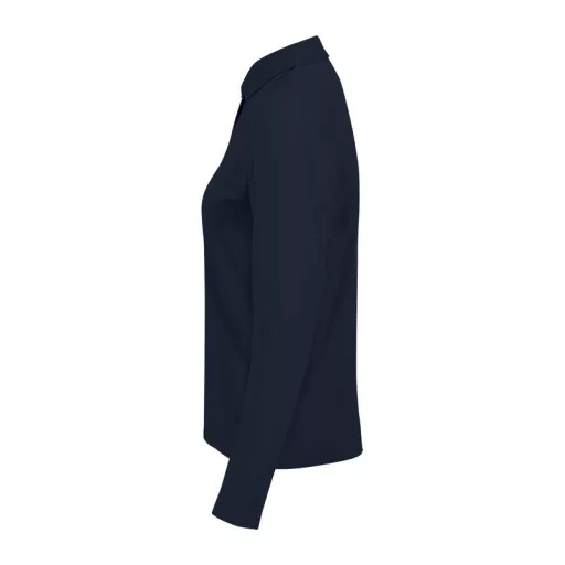 B&C hosszú ujjú előzsugorodott galléros Női pamut póló O31, Navy-XS