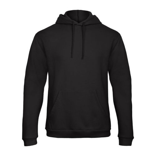 B&C férfi kapucnis pulóver, színazonos húzózsinórral O47, Black-2XL