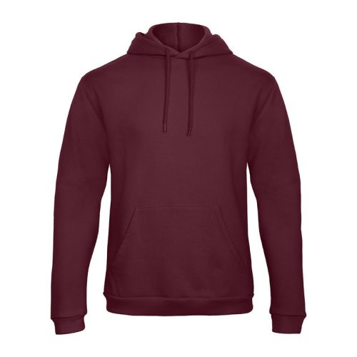 B&C férfi kapucnis pulóver, színazonos húzózsinórral O47, Burgundy-2XL