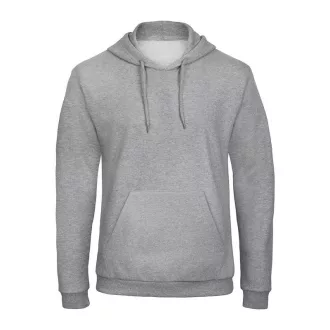   B&C férfi kapucnis pulóver, színazonos húzózsinórral O47, Heather Grey-S
