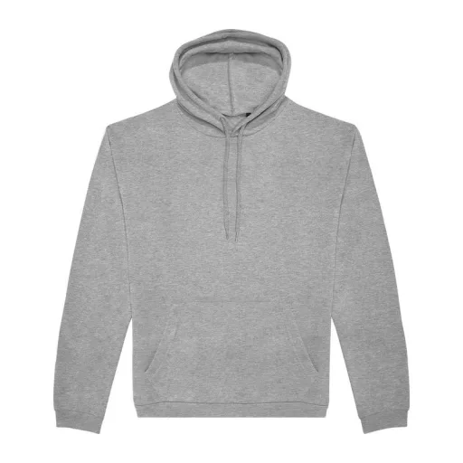 B&C férfi kapucnis pulóver, színazonos húzózsinórral O47, Heather Grey-2XL