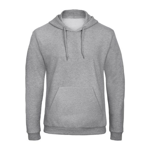 B&C férfi kapucnis pulóver, színazonos húzózsinórral O47, Heather Grey-XS