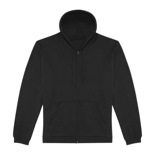 B&C cipzáras kapucnis férfi pulóver O48, Black-M