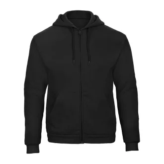 B&C cipzáras kapucnis férfi pulóver O48, Black-2XL