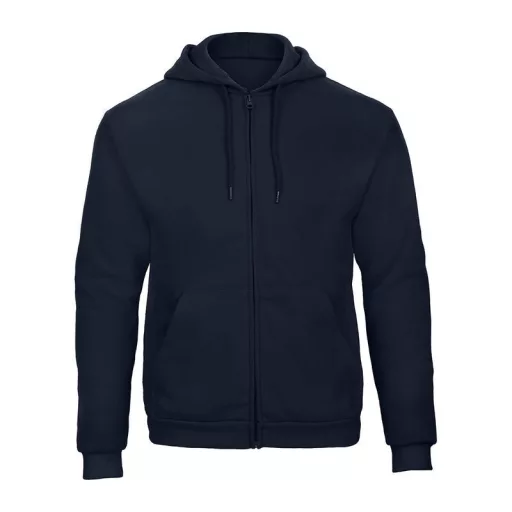 B&C cipzáras kapucnis férfi pulóver O48, Navy-2XL