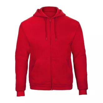 B&C cipzáras kapucnis férfi pulóver O48, Red-2XL