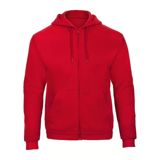 B&C cipzáras kapucnis férfi pulóver O48, Red-2XL