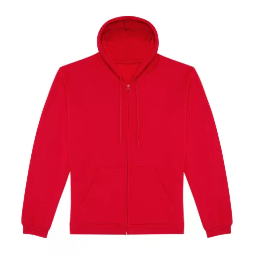 B&C cipzáras kapucnis férfi pulóver O48, Red-2XL