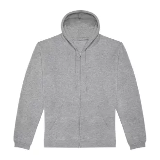 B&C cipzáras kapucnis férfi pulóver O48, Heather Grey-S
