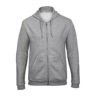 B&C cipzáras kapucnis férfi pulóver O48, Heather Grey-XL