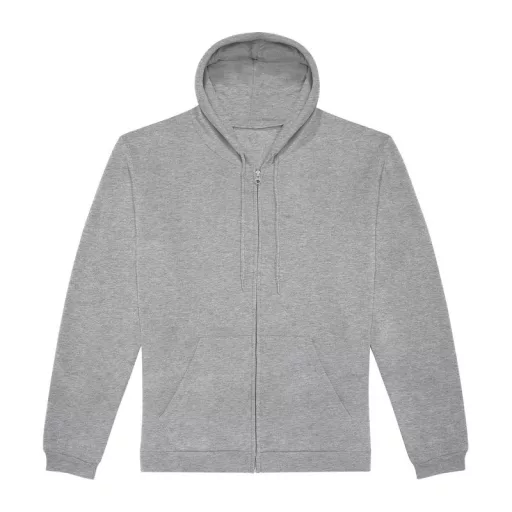 B&C cipzáras kapucnis férfi pulóver O48, Heather Grey-2XL