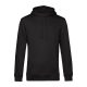 B&C kapucnis férfi pulóver kétoldali zsebekkel O78, Black Pure-2XL