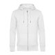 B&C cipzáros kapucnis férfi pulóver kétoldali zsebekkel O86, White-2XL
