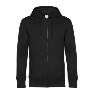   B&C cipzáros kapucnis férfi pulóver kétoldali zsebekkel O86, Black Pure-3XL