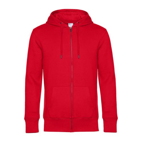 B&C cipzáros kapucnis férfi pulóver kétoldali zsebekkel O86, Piros-2XL