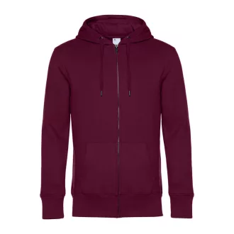   B&C cipzáros kapucnis férfi pulóver kétoldali zsebekkel O86, Cherry Red-XL