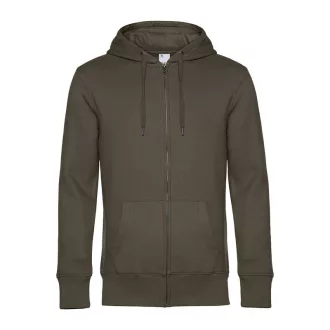   B&C cipzáros kapucnis férfi pulóver kétoldali zsebekkel O86, Khaki-2XL