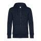 B&C cipzáros kapucnis férfi pulóver kétoldali zsebekkel O86, Night Navy Blue-S