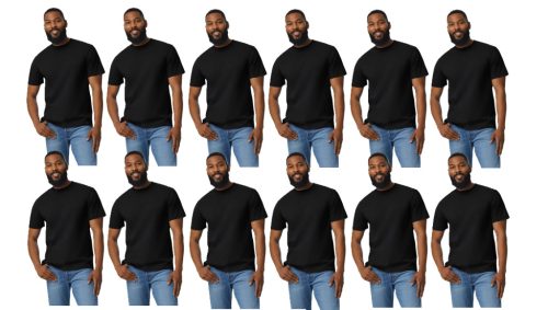 12 db-os pólócsomag Gildan GI3000 körkötött rövid ujjú férfi pamut póló, Black-2XL