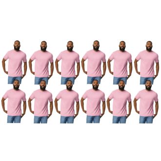   12 db-os pólócsomag Gildan GI3000 körkötött rövid ujjú férfi pamut póló, Light Pink-L