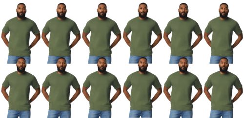 12 db-os pólócsomag Gildan GI3000 körkötött rövid ujjú férfi pamut póló, Military Green-2XL