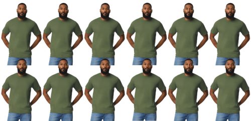 12 db-os pólócsomag Gildan GI3000 körkötött rövid ujjú férfi pamut póló, Military Green-XL