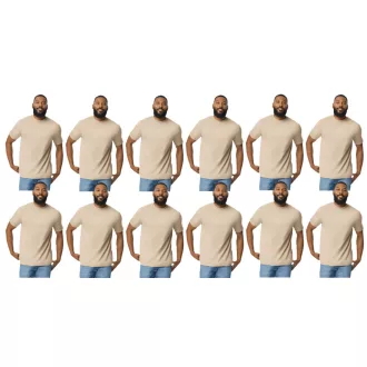   12 db-os pólócsomag Gildan GI3000 körkötött rövid ujjú férfi pamut póló, Sand-L