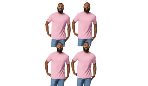 4 db-os pólócsomag Gildan GI3000 körkötött rövid ujjú férfi pamut póló, Light Pink-2XL