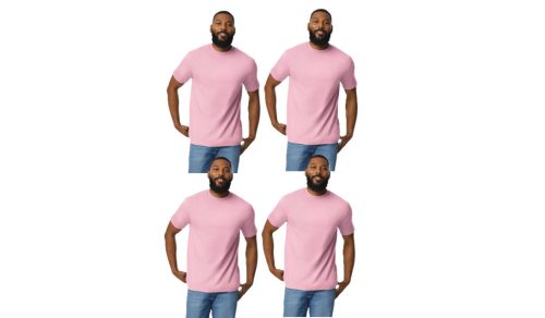 4 db-os pólócsomag Gildan GI3000 körkötött rövid ujjú férfi pamut póló, Light Pink-L