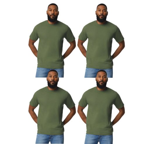 4 db-os pólócsomag Gildan GI3000 körkötött rövid ujjú férfi pamut póló, Military Green-2XL