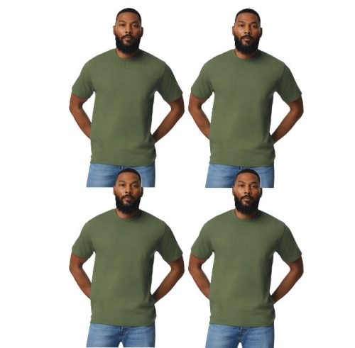 4 db-os pólócsomag Gildan GI3000 körkötött rövid ujjú férfi pamut póló, Military Green-3XL