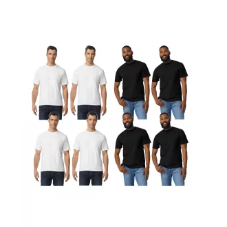   8 db-os csomagban Gildan GI3000 körkötött rövid ujjú férfi pamut póló, fekete-fehér-L