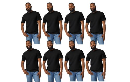 8 db-os pólócsomag Gildan GI3000 körkötött rövid ujjú férfi pamut póló, Black-XL