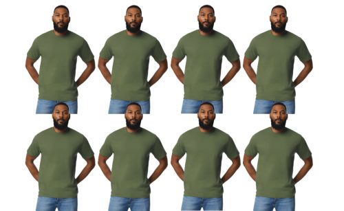 8 db-os pólócsomag Gildan GI3000 körkötött rövid ujjú férfi pamut póló, Military Green-2XL