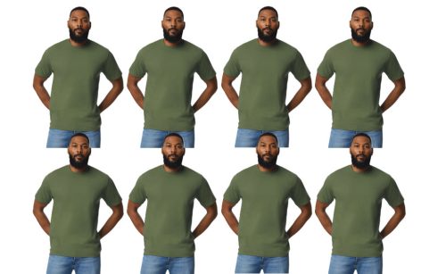 8 db-os pólócsomag Gildan GI3000 körkötött rövid ujjú férfi pamut póló, Military Green-XL