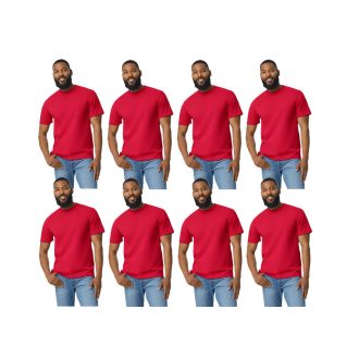   8 db-os pólócsomag Gildan GI3000 körkötött rövid ujjú férfi pamut póló, Red-L