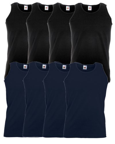 8 db-os csomagban Fruit of the Loom F06 ujjatlan, sportos trikó fekete-sötétkék - S