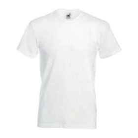   Fruit of the Loom F08 V-nyakú pamut póló, VALUEWEIGHT V-NECK T, White - M