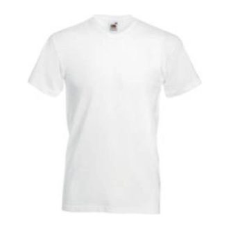   Fruit of the Loom F08 V-nyakú pamut póló, VALUEWEIGHT V-NECK T, White - M