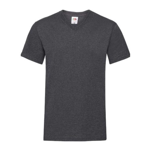 Fruit of the Loom F08 V-nyakú póló, VALUEWEIGHT V-NECK T, Dark Heather Grey - 2XL